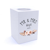 Personalised Boho Style Mr & Mrs Wedding Tea Light Holder