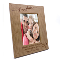 Personalised Daughter Love Heart Engraved Portrait Photo Frame Gift
