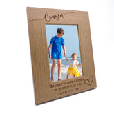 Personalised Cousin Love Heart Engraved Portrait Photo Frame Gift