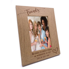 Personalised Friends Love Heart Engraved Portrait Photo Frame Gift