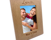 Personalised Love Photo Frame Gift With Heart Portrait Engraved Wooden