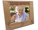 70th Birthday Photo Frame Landscape Wooden Engraved Bunting Style Gift
