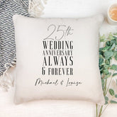 Personalised 25th Wedding Anniversary Cushion Gift