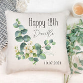 Personalised Any Age Birthday Eucalyptus Cushion Gift