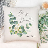 Personalised Wedding Day Anniversary Eucalyptus Cushion Gift