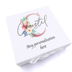 Personalised Any Name Pink Monogram Sentiment Keepsake Memory Box