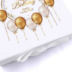 Personalised 18th Birthday Keepsake Box Gift With Gold Balloons