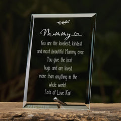 Personalised Mummy Keepsake Gift Glass Plaque With Sentiment