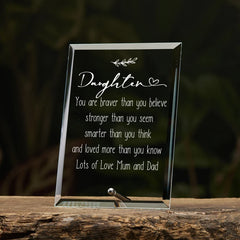 Personalised Daughter Keepsake Gift Glass Plaque With Sentiment