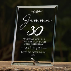 30th Birthday Personalised Glass Plaque Gift With Sentiment Personalised Plaque Gift ukgiftstoreonline 6 x 4 Inch