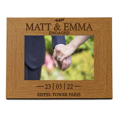 Personalised Engagement Sentiment Gift Wooden Photo Picture Frame Landscape