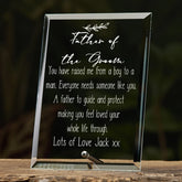Father Of The Groom Personalised Glass Plaque Gift With Sentiment