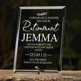 Retirement Personalised Glass Plaque Gift With Sentiment