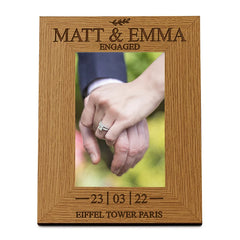 Personalised Engagement Sentiment Gift Wooden Photo Picture Frame Portrait