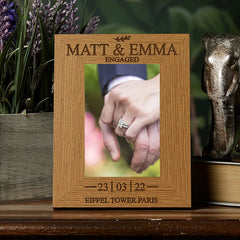 Personalised Engagement Sentiment Gift Wooden Photo Picture Frame Portrait