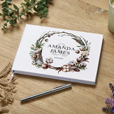 Personalised Wedding Gift Guest Book With Watercolour Rustic Cotton Design