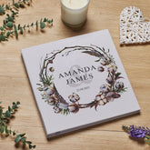 Personalised Large Linen Wedding Photo Album Watercolour Rustic Cotton Design