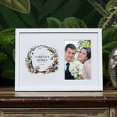Personalised Wedding Photo Frame Gift With Watercolour Rustic Cotton Design