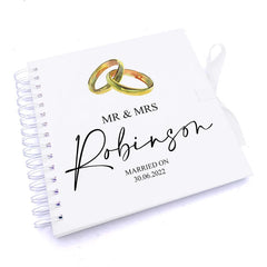 Personalised Wedding Scrapbook Photo Album Gift with Gold Ring Design