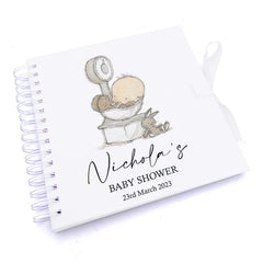 Personalised Baby Shower Guest Book Scrapbook With Cute Baby On Scale