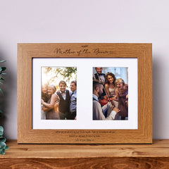 Personalised Mother Of The Groom Double Photo Picture Frame Portrait 6x4 Inch Brown