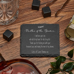 Personalised Mother Of The Groom Gift Slate Stone Drink Coaster