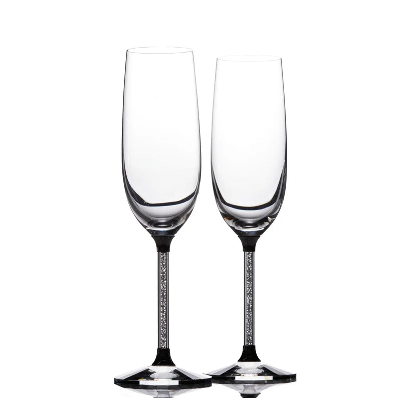 ukgiftstoreonline Pair of Crystal Filled Champagne Flute Glasses Champagne Glasses ukgiftstoreonline