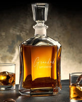 Personalised Glass Whiskey Decanter with Airtight Stopper Grandad Gift