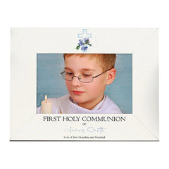 Personalised First Holy Communion Photo Frame With Blue Cross