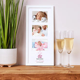 Personalised Baptism Day Triple Photo Frame With Pink Cross