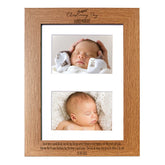 Christening Photo Frame Landscape Double 6x4 Inch Brown Personalised