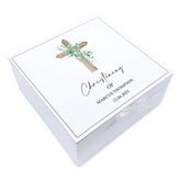 ukgiftstoreonline Personalised Christening Vintage Wooden Box With Wood Cross