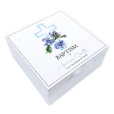 ukgiftstoreonline Personalised Baptism Vintage Wooden Box With Blue Cross