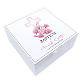 ukgiftstoreonline Personalised Baptism Vintage Wooden Box With Pink Cross