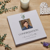 Personalised Confirmation Photo Album Linen Cover With Green Cross