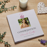 Personalised Confirmation Photo Album Linen Cover With Pink Cross
