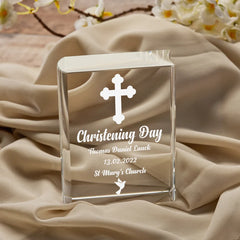 ukgiftstoreonline Personalised Christening Day Crystal Book Ornament Keepsake Gift In Box