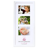 Personalised Holy Communion Triple Photo Frame With Pink Cross