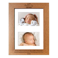 Baptism Photo Frame Landscape Double 6x4 Inch Brown Personalised