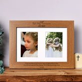 First Holy Communion Photo Frame Portrait Double 6x4 Inch Brown Personalised