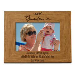 Grandma Photo Picture Frame Personalised Gift Landscape With Leaf Design