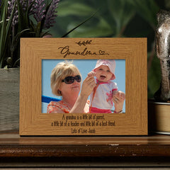 Grandma Photo Picture Frame Personalised Gift Landscape With Leaf Design