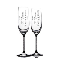 ukgiftstoreonline Personalised 60th Anniversary Pair of Crystal Filled Champagne Flutes