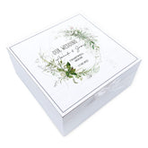 Personalised Wedding Day Vintage Wooden Box Gift With Green Ferns