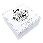 ukgiftstoreonline Personalised 50th Birthday Vintage Wooden Box Keepsake Gift Elements