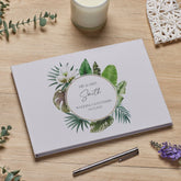 Personalised Large A4 Wedding Day Linen Guest Book Rainforest Theme