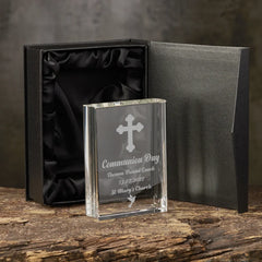 ukgiftstoreonline Personalised Communion Day Crystal Book Ornament Keepsake Gift In Box