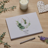Personalised Large A4 Wedding Linen Guest Book with Tropical Leaves