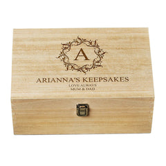 ukgiftstoreonline Personalised Wooden Keepsake Memory Box Gift With Elegant Monogram