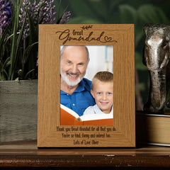 Great Grandad Photo Picture Frame Personalised Gift Portrait With Leaf Design